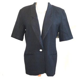 100% linen black jacket half sleeve unlined perfect for summer, made in the USA